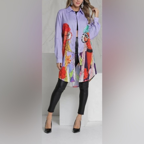 👚Stylish Oversized Buttoned Down Shirt: 2 Women w/Sunglasses (Large Prints) 👚 - Picture 10 of 12